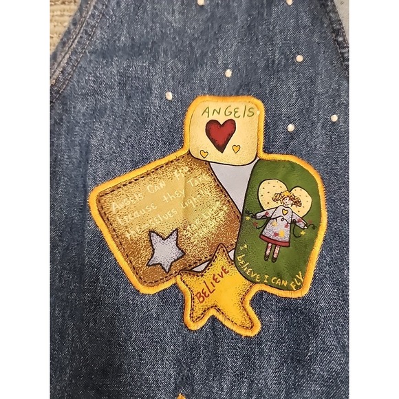 Quacker Factory Women 1X Blue Denim Vest Heart,‎ Angels Faith, Front-Button Down - Picture 4 of 11